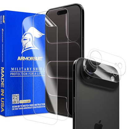 ArmorSuit 2+2 Pack MilitaryShield Clear Film Camera Plate Protector + Screen Protector for iPhone Air [6.6 inch] HD Clear Film - Made in the USA - size: iPhone Air 6.6" Camera Plate
