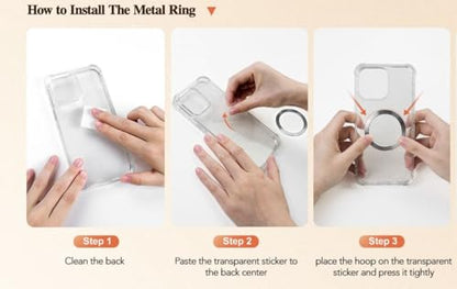 Blue Ergonomic Phone Ring Holder iPhone 11 12 13 14 15 16 17 Pro Max Magnetic Wireless Charging 360 Rotation Anti-Slip Grip Adjustable Kickstand Samsung Galaxy Pixel Foldable Secure Finger Loop - color: Blue Metal Holder