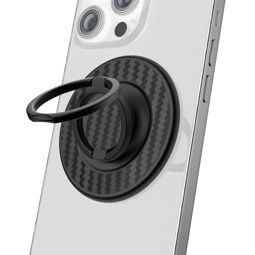Magnetic Phone Grip Compatible with MagSafe, Magnetic Phone Ring Holder Finger Kickstand Wireless Charging Compatible, Double Cell Phone Rings Gripper Stand for MagSafe iPhone - Black Weave - color: Black Weave