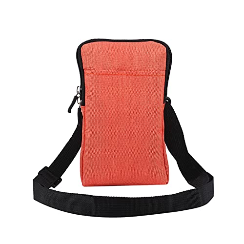 QBYVQQN Cell Phone Waist Belt Holster Mens, Waterproof Zipper Crossbody Smartphone Shoulder Messenger Bag Wallet Sling Bag - color: Orange, size: 7.2 INCH