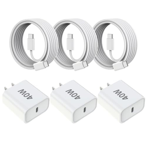 iPhone 17 16 Fast Charger,3Pack 40W 6FT USB C Charging Block iPhone 17 Charger Fast Chargers with Braided USB C to C Cable for iPhone Air/17/17 Pro/17 Pro Max/16 Pro Max/16 Plus/16e/15/15 Pro Max,iPad - size: 6FT