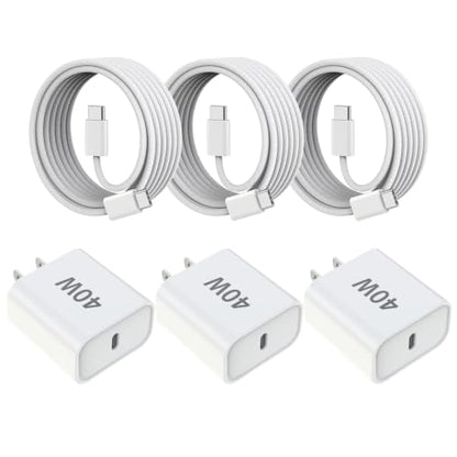 iPhone 17 16 Fast Charger,3Pack 40W 6FT USB C Charging Block iPhone 17 Charger Fast Chargers with Braided USB C to C Cable for iPhone Air/17/17 Pro/17 Pro Max/16 Pro Max/16 Plus/16e/15/15 Pro Max,iPad - size: 6FT