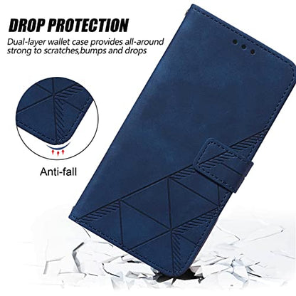 Wallet Case with Wrist Strap for iPhone 13/14 (Blue) | Card Holder Slots, PU Leather, TPU Interior Protective, Stand, Folio Flip Cases Cover, 13/14 Phone 6.1 inch - color: Blue