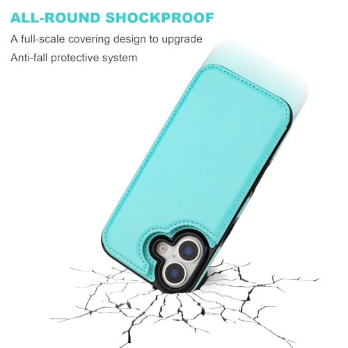 ONETOP for iPhone 17 Wallet Case with Credit Card Holder,LightBlue | Kickstand,ID/Cash Holder,Case Wallet with Card Slots,Double Magnetic Clasp,Durable PU Leather Shockproof Cover for Women Men - color: Light Blue