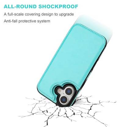 ONETOP for iPhone 17 Wallet Case with Credit Card Holder,LightBlue | Kickstand,ID/Cash Holder,Case Wallet with Card Slots,Double Magnetic Clasp,Durable PU Leather Shockproof Cover for Women Men - color: Light Blue