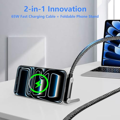 Invisible Holder Charger Cable, 65W USB C Fast Charging with Desktop Stand