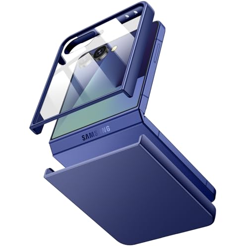 JETech Case for Samsung Galaxy Z Flip 7, Blue Shadow | Built-in Front Screen Protector, Slim Hard PC Design, Shockproof Protection, Anti-Scratch Finish - color: Blue Shadow