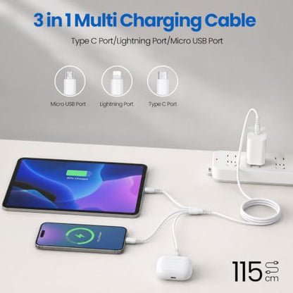 USB-C Earbuds Wired Headphone, Multi USB Charging Adapter Cable Kit with 115cm Cable, Portable Storage Pouch, All-in-One Digital Accessory Kit for Travel, iPhone, Android - size: USB A TO Multi-port Cable