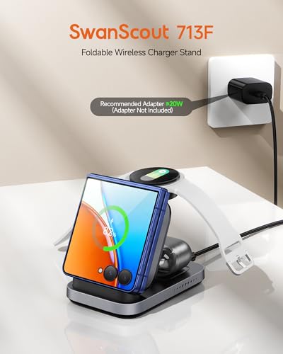 3-in-1 Wireless Charger for Z Flip 8/7, Charging Station for Galaxy Watch 8