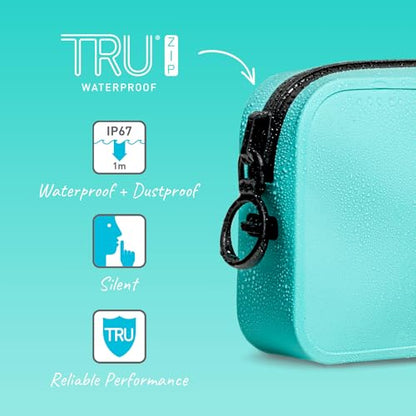 Booe Waterproof Belt Bag - Waterproof Fanny Pack - Caribbean Blue | 100% Waterproof Bag, IP67 Submersible, Airtight TRU Zip, Floats, Fits All Phones, Touchscreen-Friendly, Crossbody/Waist Pack - color: Caribbean Blue
