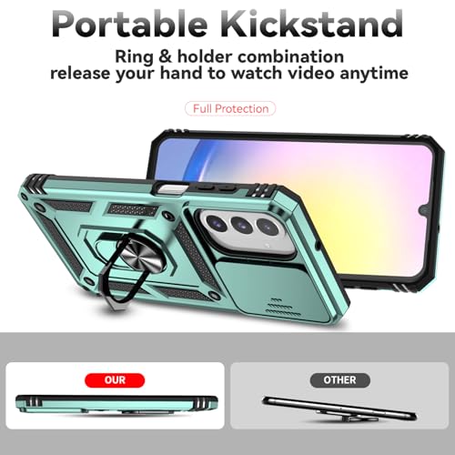 for Samsung Galaxy A17 / Galaxy A26 5G Case, with Slide Camera Cover Screen Protector [Military Grade Drop Tested] Ring Holder Kickstand Protective Phone Case for Samsung Galaxy A17, Dark Green - color: Dark Green w/ Slide Camera 2nd gen. Military Grade