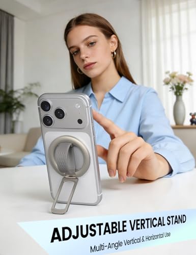 Lamicall Magnetic Phone Grip Holder for MagSafe - Soft Silicone Finger Loop - color: Titanium - Zinc Alloy - Silicone Grip