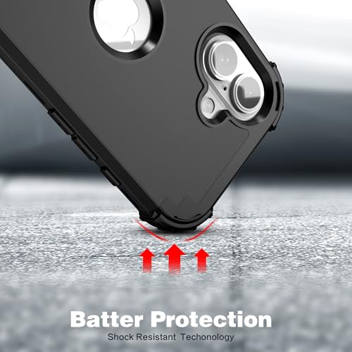 IDweel for iPhone 17 Case with Screen Protector for Men, 3 in 1 Shockproof Slim Fit Hybrid Heavy Duty Hard PC Cover Soft Silicone Bumper Full Body Anti-Fingerprint Case, Black - color: Black