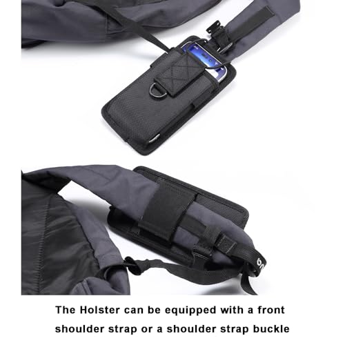 Backpack Strap Attachment Bag Cell Phone Pouch Holster Belt Clip Case Holder for Samsung Galaxy A16 A15 A14 A13 A06 A05 A03s S25 Ultra S24 FE S23/S22 Ultra, Moto G Power G Stylus 5G, iPhone 16 Pro Max