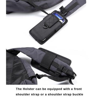 Backpack Strap Attachment Bag Cell Phone Pouch Holster Belt Clip Case Holder for Samsung Galaxy A16 A15 A14 A13 A06 A05 A03s S25 Ultra S24 FE S23/S22 Ultra, Moto G Power G Stylus 5G, iPhone 16 Pro Max