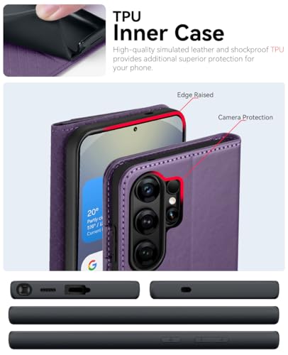 OCASE for Samsung Galaxy S26 Ultra Wallet Case, Card Holder, Dark Purple | RFID Blocking, Kickstand, Magnetic Closure, PU Leather Flip Folio, Shockproof TPU Shell, Protective Phone Cover (6.9") 2026 - color: Dark Purple, size: Samsung Galaxy S26 Ultra