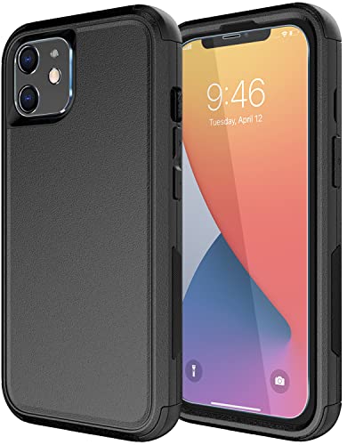 Diverbox for iPhone 11 Case [Shockproof] [Dropproof] [Tempered Glass Screen Protector],Heavy Duty Protection Phone Case Cover for Apple iPhone 11 (Black-3in1) - color: Black-3in1