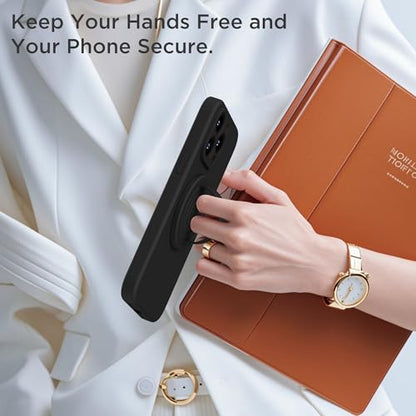 Upgraded Magnetic Phone Grip, Liquid Silicone Soft and Portable, Removable Finger Loop Ring Grip Holder for iPhone, Strong Magnetic Attraction, Compatible with MagSafe Phone Case, Black - color: Black