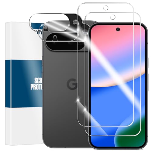 Screen Protector for Google Pixel 10, [2+2 Pack] Tempered Glass & Camera Lens Protectors[Ultrasonic Fingerprint Unlock] [Case Friendly] [Bubble-Free] Screen Protector Glass For Pixel 10 - size: Google Pixel 10