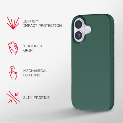 Tech21 EvoLite Case for iPhone 17 – Quantum Green | Slim Protective Case | Impact Protection | Wireless Charging Compatible - color: Green, size: iPhone 17