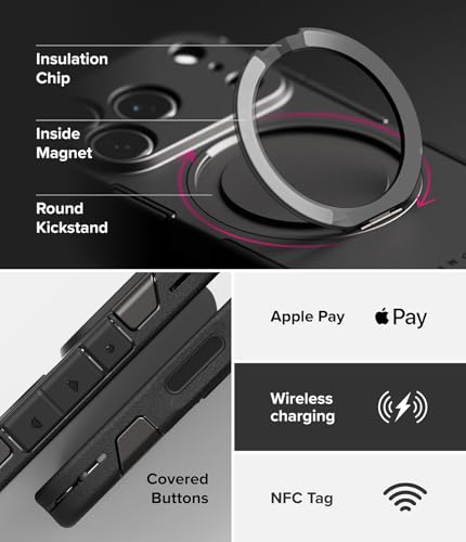 Ringke for iPhone 17 Pro Case [Alles Pro Gunmetal] | Compatible with MagSafe, 360° Rotating Kickstand, Camera Control Capture Button Protection, Powerful Magnet - color: Gunmetal, size: iPhone 17 Pro