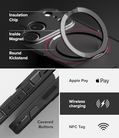 Ringke for iPhone 17 Pro Case [Alles Pro Gunmetal] | Compatible with MagSafe, 360° Rotating Kickstand, Camera Control Capture Button Protection, Powerful Magnet - color: Gunmetal, size: iPhone 17 Pro