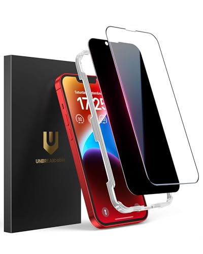 UNBREAKcable 2PCS Screen Protector for iPhone 14 Plus - 1 Privacy Tempered Glass+ 1 Clear Glass Double Shatterproof [Installation Frame] [9H Hardness] [Case Friendly] Anti-Scratch iPhone 6.7 inch - size: iPhone 14 Plus