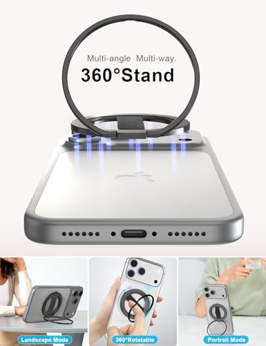 EWA MagOne 3rd Gen [Compatible with MagSafe] Phone Grip Stand with Finger Strap, Removable Magnetic Ring Holder Kickstand Loop for iPhone 17,16,15,14,13,12 Series (Black) - color: Black