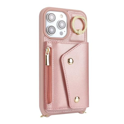 Lipvina Crossbody Wallet Case for iPhone 13 Pro,Rose Gold - color: 06-Rose Gold, size: iPhone 13 Pro 6.1"