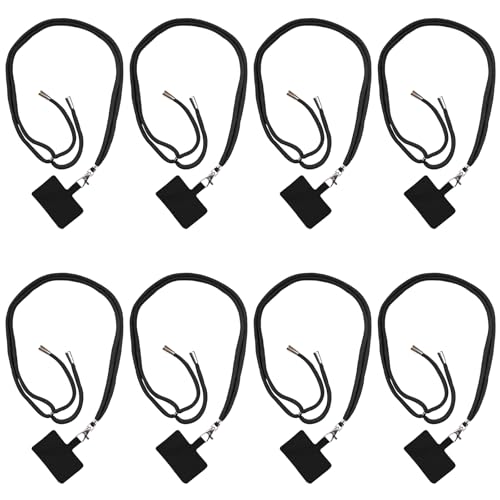 ELANE 8 Pieces Cell Phone Holder Around Neck,Adjustable Crossbody Phone Strap,Cell Phone Lanyard Crossbody Phone Lanyard - color: Black