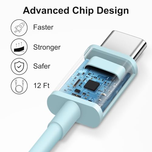 iPhone 17 16 15 Charger Fast Charging 12FT - 20W USB C Charger Block - color: Blue, size: 12FT