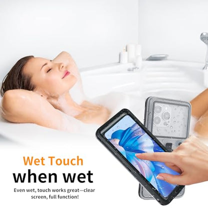 Vacuum Sealed Waterproof Phone Case - IPX68 Underwater Cell Phone Pouch for Snorkeling, Swimming & Beach Essentials - Wet Hand Touch Compatible with iPhone up to 6.9” Black