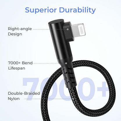 Basesailor i Pad 8th 9th Generation Charger Cable Right Angle 3.3FT - color: Black, size: 3.3FT/1M