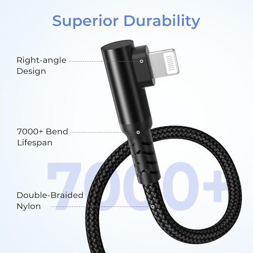 Basesailor i Pad 8th 9th Generation Charger Cable Right Angle 3.3FT - color: Black, size: 3.3FT/1M