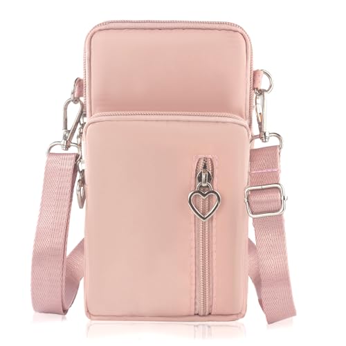 Small Crossbody Bag for Women - Mini Phone Purses with Crossbody Strap and Wallet - Nylon Arm Bag - color: A-pink