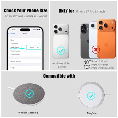 Nvollnoe for iPhone 17 Pro Case with Card Holder & Screen Protector, Compatible with Magsafe, Built-in Kickstand, Detachable Magnetic Wallet Case for iPhone 17 Pro(White) - color: White