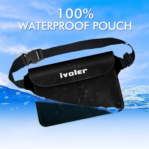 ivoler 2-Pack Waterproof Fanny Pack & Phone Pouch, Dry Bag for Passport, Phone & Wallet, Floating Waterproof Phone Case for Beach, Swimming, Kayaking, Boating, Cruise Essentials & Travel, Black - color: Black
