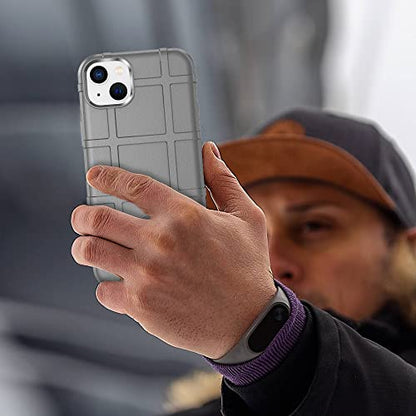Rugged Shield 8ft Drop Proof TPU Thick Armor Tactical Protective Case Compatible with iPhone 14 Plus (6.7 inches) - Concrete Grey - color: Concrete Grey, size: iPhone 14 Plus