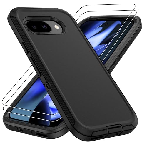 Pilaru for Google Pixel 9a Case : 14FT Military Grade Drop Protection Phone Case with 2Pc HD Screen Protector,Shockproof/Dustproof/Drop Proof Protective Case for Pixel 9a-Black - color: Black, size: Google Pixel 9a
