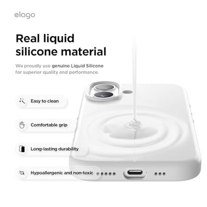 elago Premium Magnetic Silicone Case for iPhone 17 White | Compatible with MagSafe, Liquid Silicone Material, Protection, Shockproof, Slim Phone (White) - color: White, size: iPhone 17