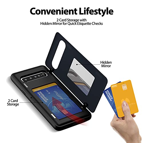 GOOSPERY Magnetic Door Bumper Compatible with Galaxy S10 5G, Card Holder Wallet Case Easy Magnet Auto Closing Protective Dual Layer Sturdy Phone Back Cover - Midnight Blue - color: Navy, size: Galaxy S10 5G