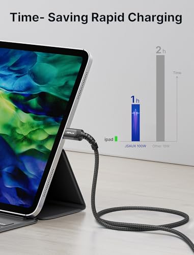 JSAUX USB C to USB C Cable, 3-Pack 10ft/6.6ft/3.3ft, 5A Fast Charging,Black - color: Black, size: 10 ft+6.6 ft+3.3 ft