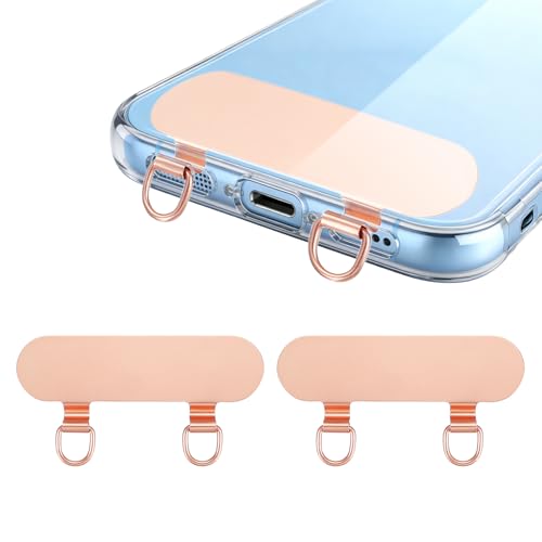 uxcell Double Ear Stainless Steel Clip Phone Lanyard Tab Ultra-Thin Phone - color: Rose Gold
