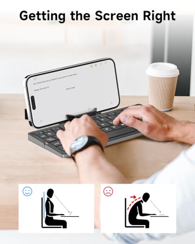 SIKAI CASE Foldable Bluetooth Keyboard with Magnetic Stand,Aluminum Alloy Mini Quiet Folding Portable Lightweight Travel Rechargeable Pocket for Tablet,iPad, Phones, White - color: White