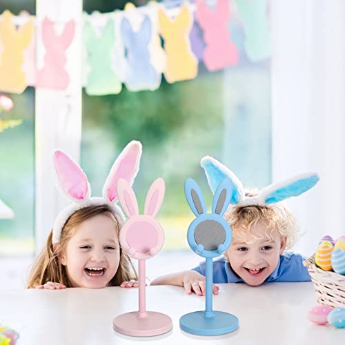 Kathfly 2 Pack Cute Phone Stand for Desk, Pink and Blue, Rabbit - color: Pink and Blue, style: Rabbit
