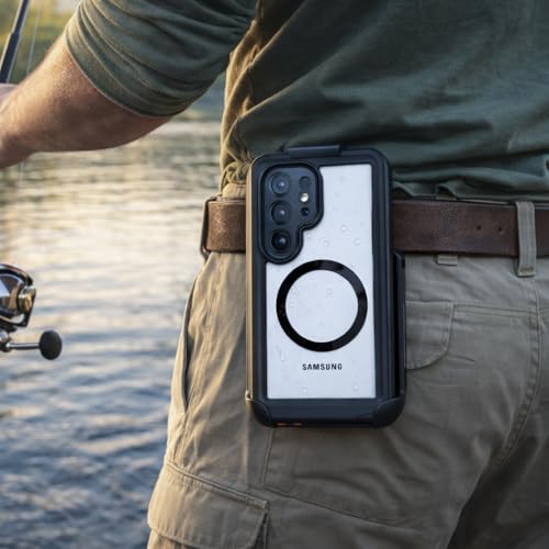 Encased Waterproof Case for Samsung Galaxy S26 Ultra with Belt Clip - Full Body Protective Cover with Built-in Screen Protector & Holster (Clear/Black) - size: S26 Ultra
