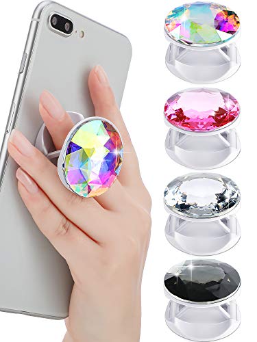 Weewooday 4 Pcs Crystal Glitter Phone Grip Holder with Expanding Kickstand