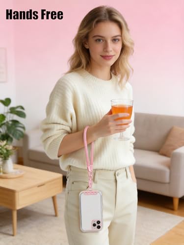 Phone Wrist Strap Lanyard Hand Wristlet with 360° Rotating Clip Stainless Steel Tether Buckle Finger Grip Strong Durable Anti-Tangle Universal for iPhone Camera Keychain Travel Stylish Pink - color: Stylish Pink