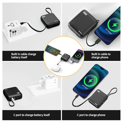 Hichain Small Portable Charger Mini Power Bank 10000mAh 22.5W Black - color: Black