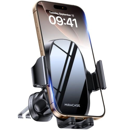miracase Upgraded Wider Clamp Phone Holders for Your Car, Metal Hook Air Vent Car Mount [Thick Cases Friendly] Automobile Hands Free Compatible with iPhone 17/16/15/14/13 Series All Smartphone - style: Black Air Vent-Mirrored